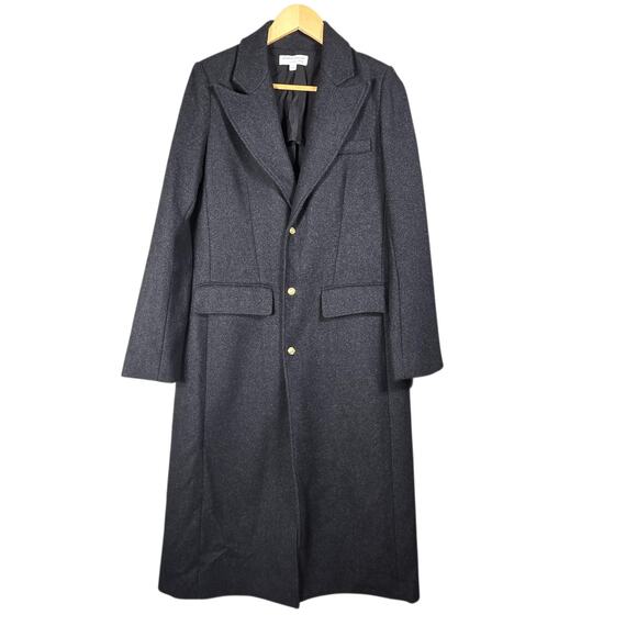 Esteban Cortazar Charcoal Gray Wool Blend Long Tweed Overcoat Jacket Size 4